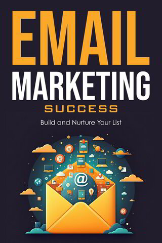 eBook cover of 'Email Marketing Success' with a stylized envelope and digital icons on a dark background.