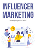 eBook cover of 'Influencer Marketing: Leveraging Social Proof' with illustrations of people and social media icons.